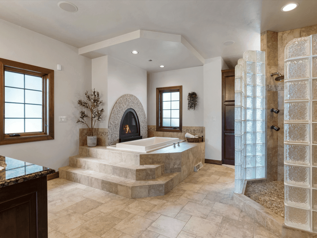 Elegant bathtub in luxury vacation rental mansion on the lake near Newton, WI